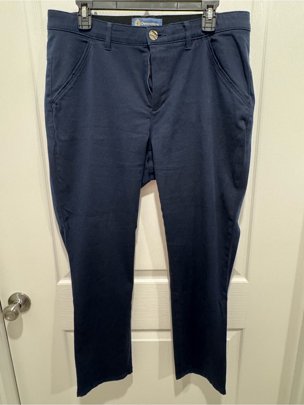 Democracy Ab Solution Navy Blue Pants 14W Stretch Straight Leg Chino - EUC